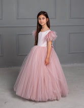 Girls 1st Communion Flower Girl Dress With Multi Layered Tulle Skirt